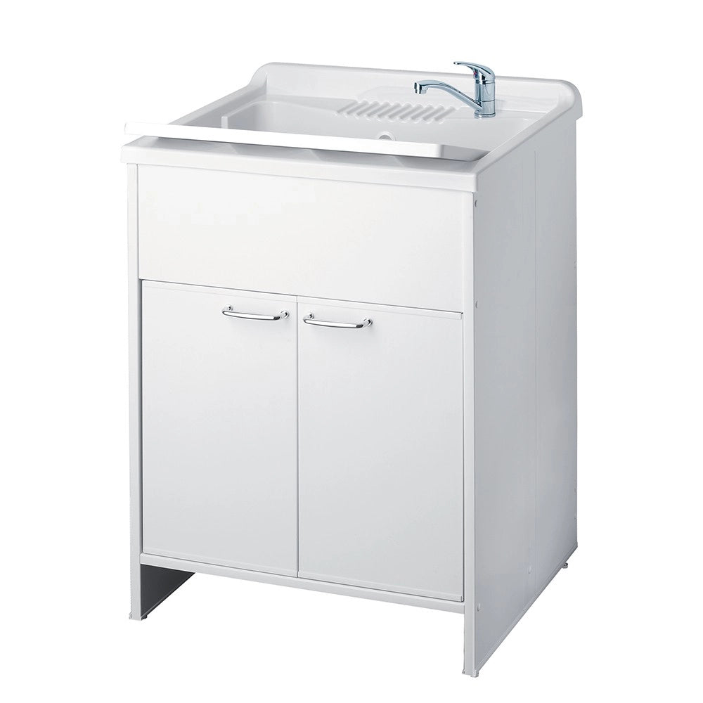 Mobile lavatoio 60x60 cm vasca in resina con asse e kit di scarico