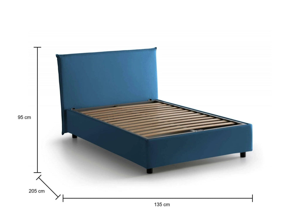 Anyta, Letto Piazza e Mezza Sfoderabile Made in Italy, blu