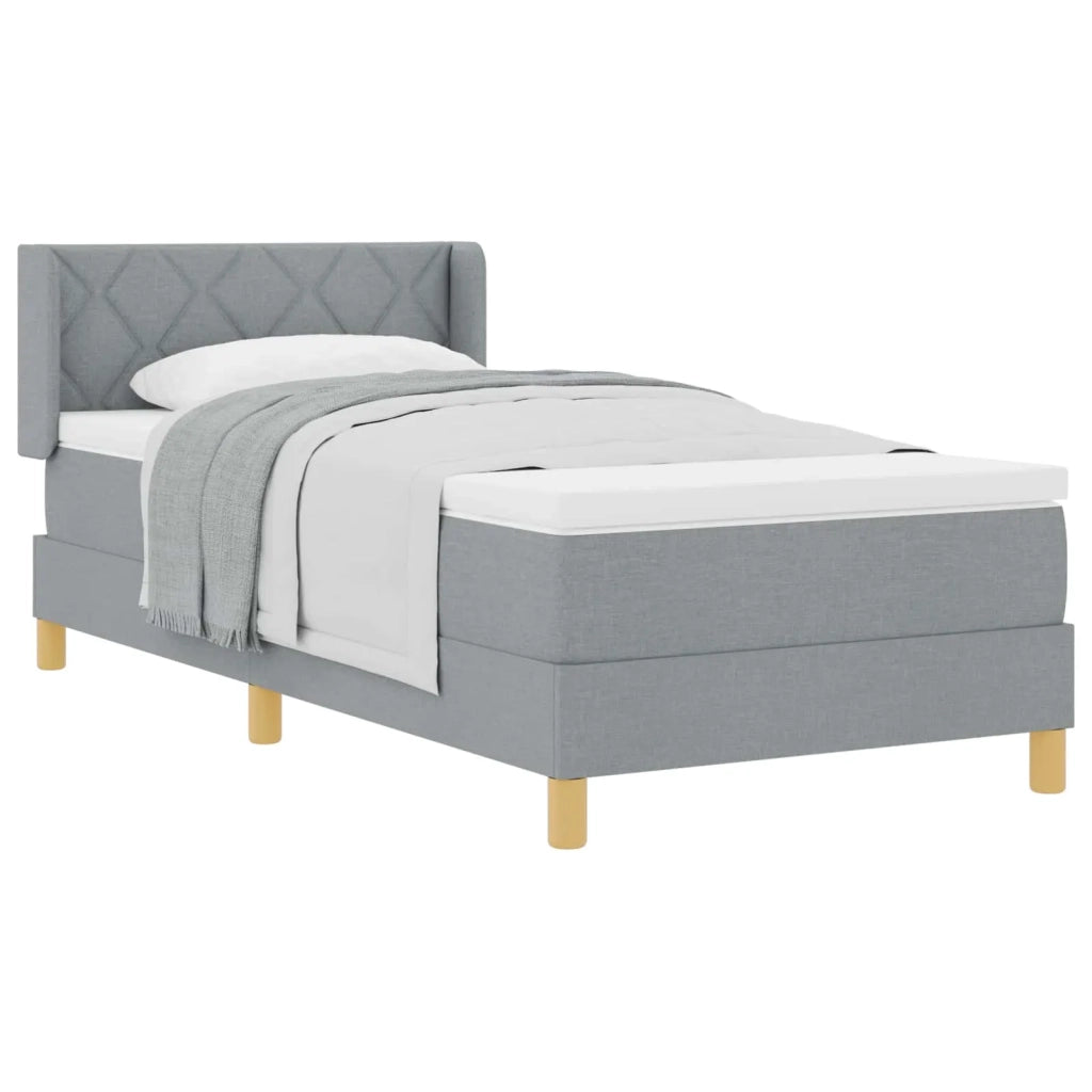 Letto a molle con testiera-Rete con Testiera Grigio chiaro 200 x 90 cm Poliestere 888674