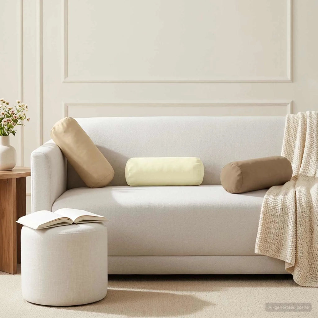Cuscino 6 pz HEERLEN Beige Ø 15 x 40 cm Poliestere 930118