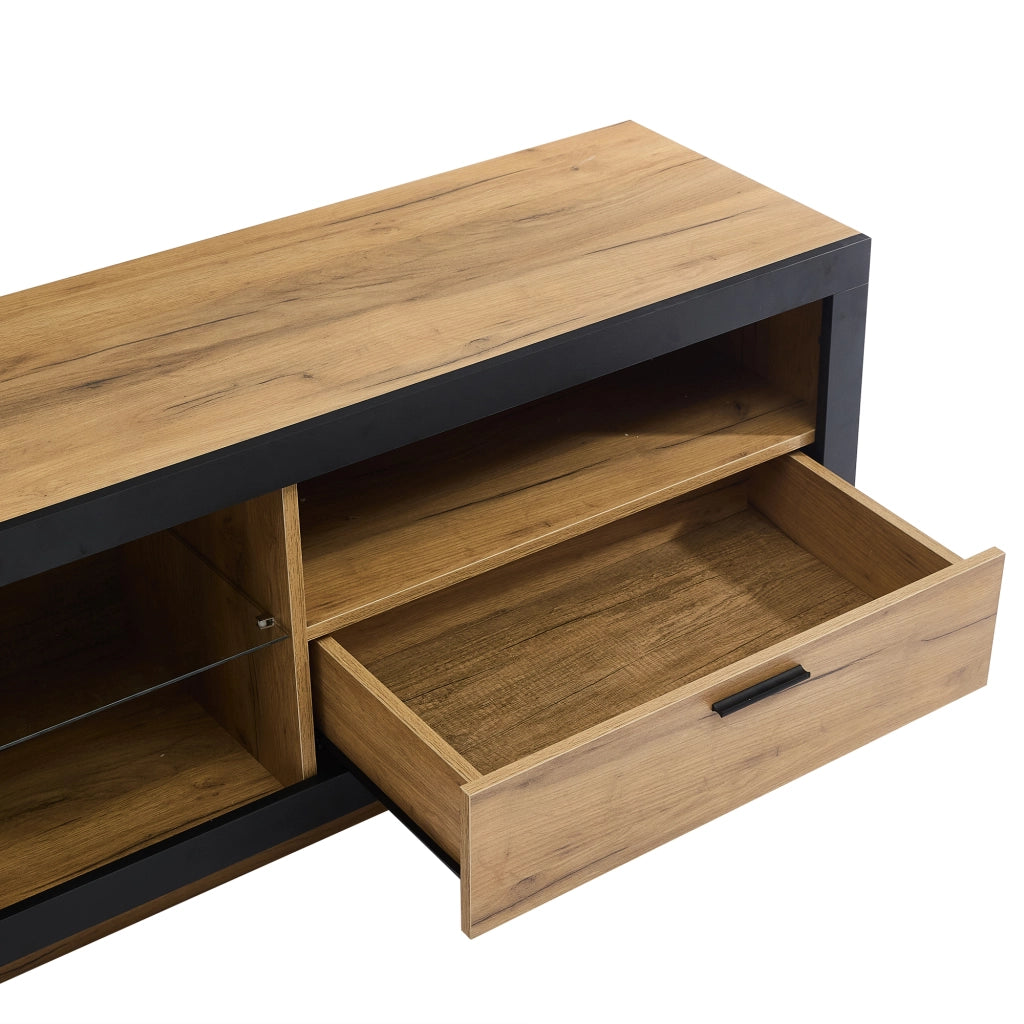 Mobile porta TV nero e rovere 160 cm con illuminazione LED RGB