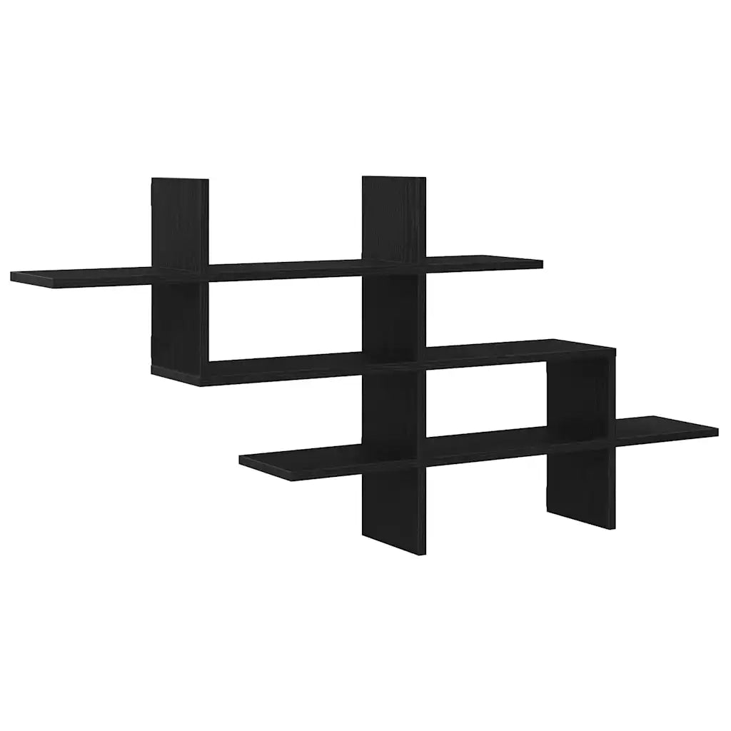 Scaffale a Parete Rovere Nero 124,5x18x60,5 cm in Truciolato 868069