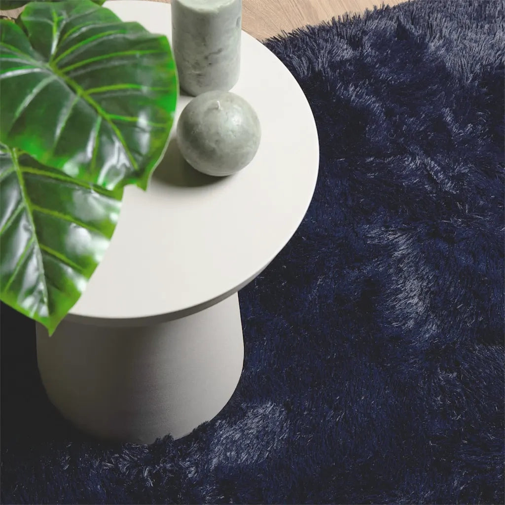 Tappeto del soggiorno | Tappeto Shaggy a Pelo Lungo NAVARRA Blu Marino 200x200 cm