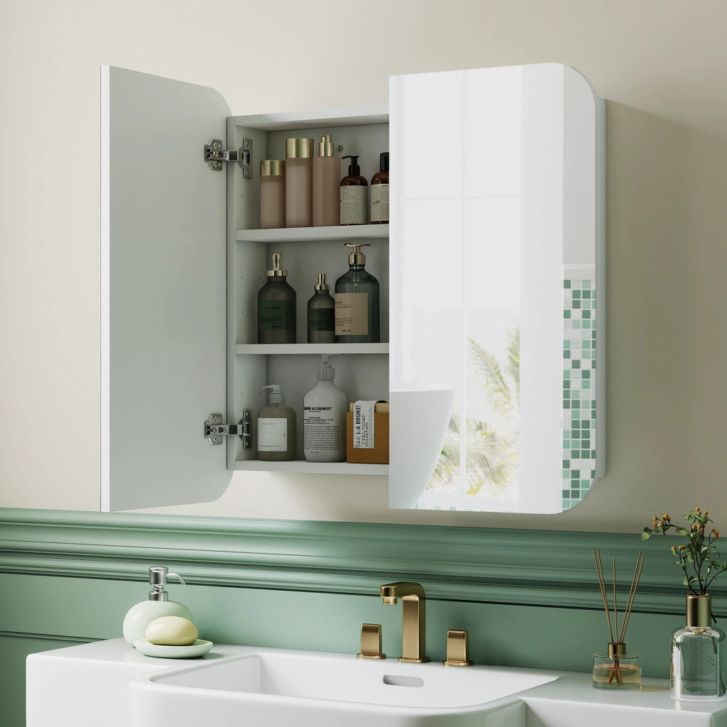 Specchio Armadietto Bagno ¨C Xylo ¨C Bianco 68x13x66 cm 2 Ante Ripiani