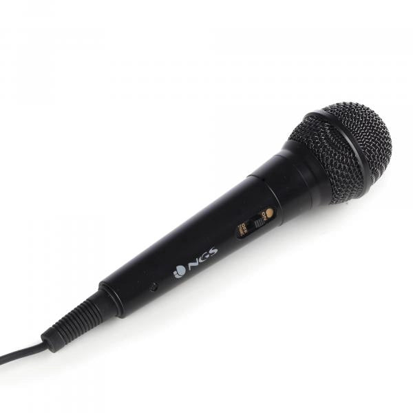NGS SINGER FIRE: Microfono Dinamico, Microfono con Cavo da 3 Metri, Connessione Jack 6,3mm e Pulsant