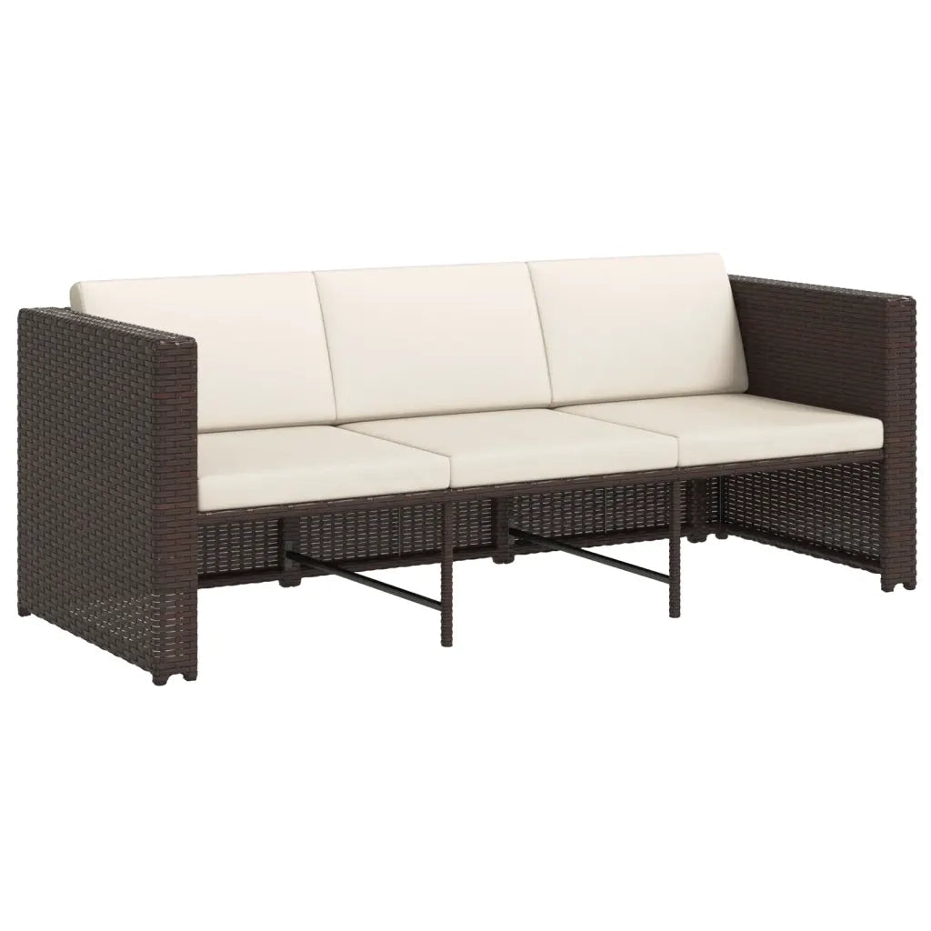 Set Divani da Giardino 4 pz con Cuscini in Polyrattan Marrone 43103