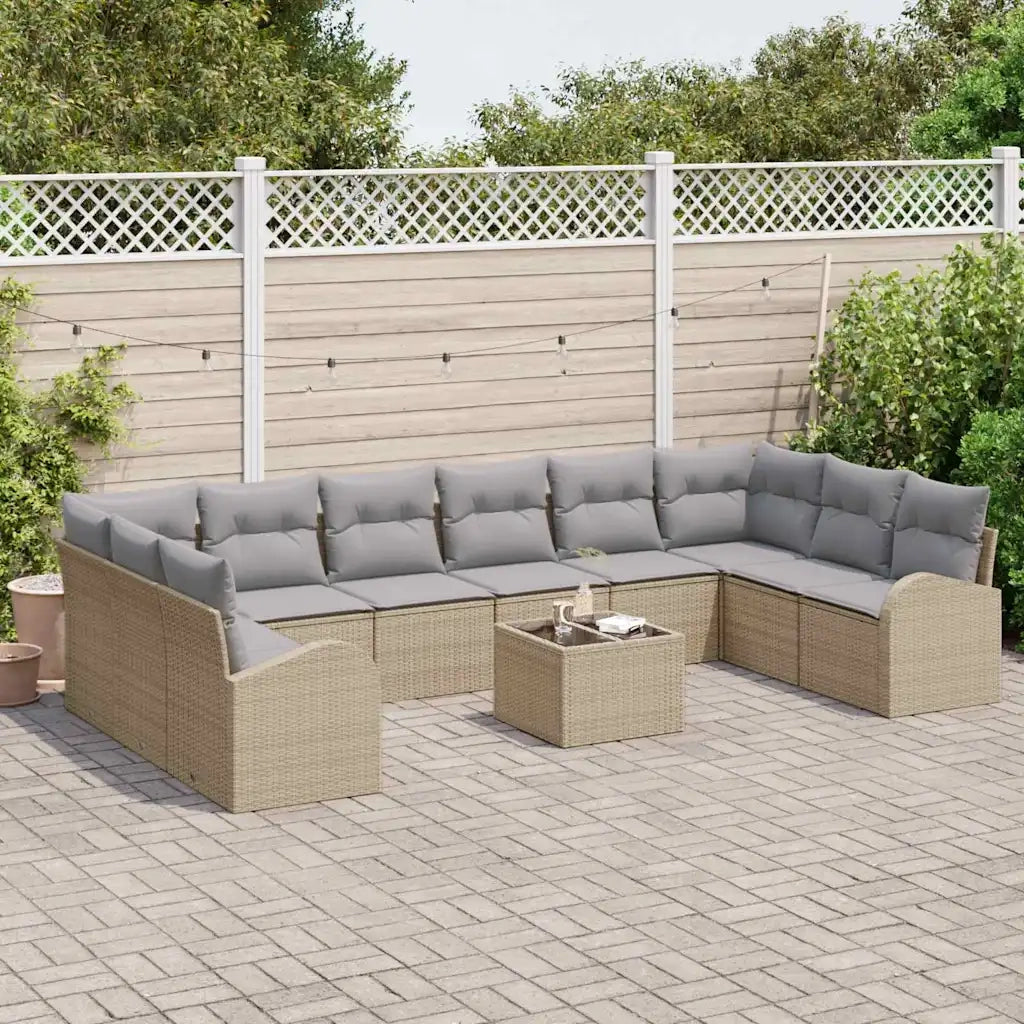 Set di divani con cuscino 11 pcs Beige Polyrattan 3346230