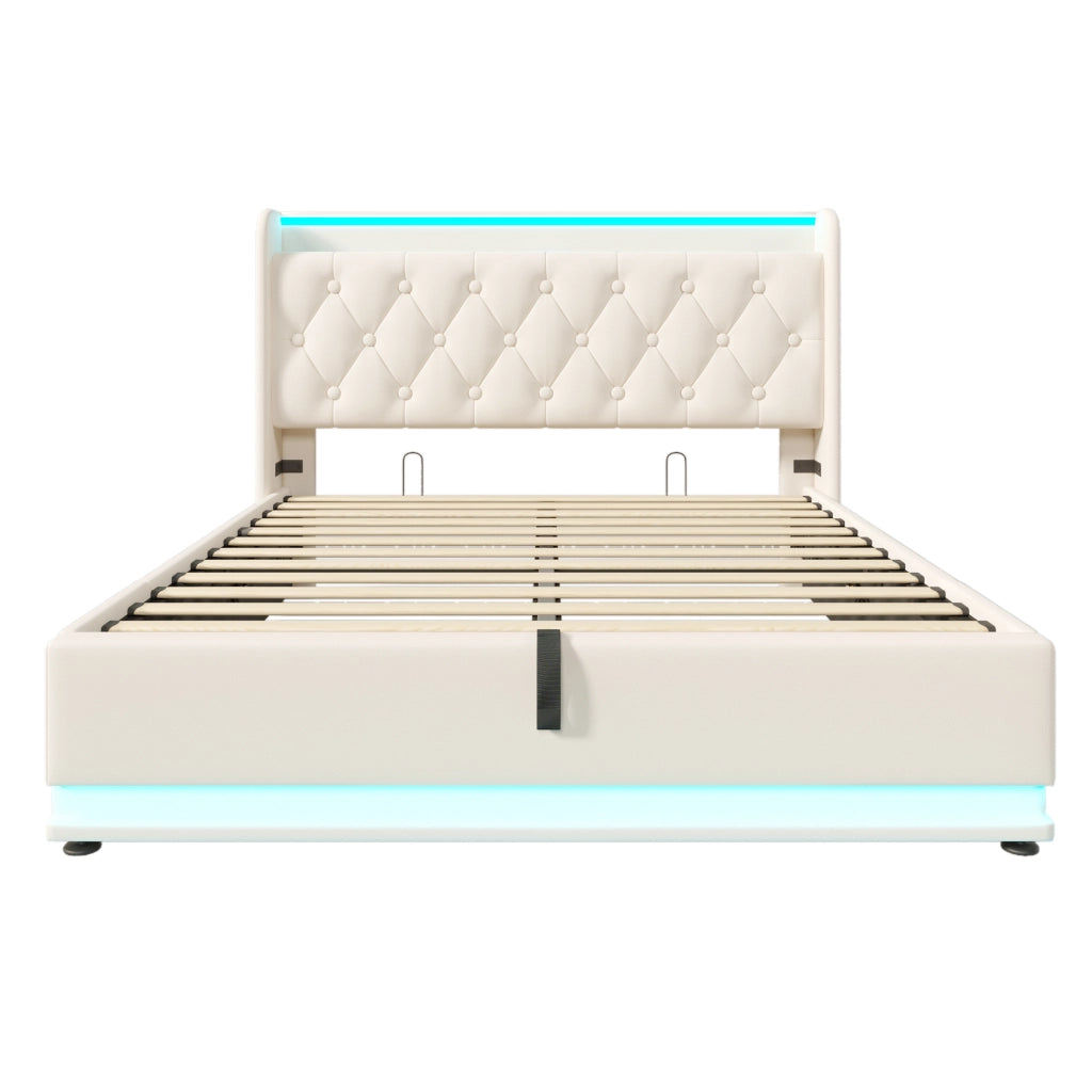 Letto matrimoniale bianco 160x200 cm con LED