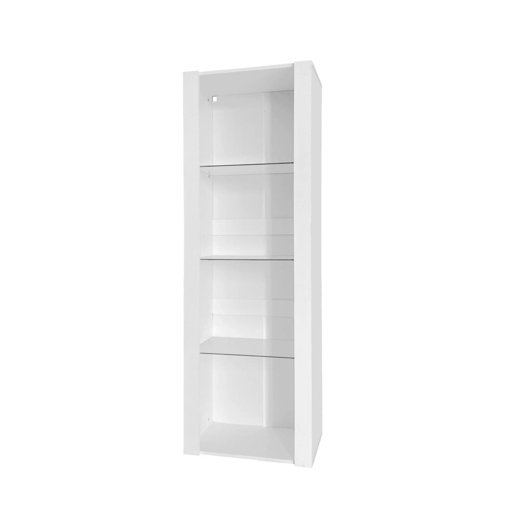 Vetrina da terra con 3 ripiani in vetro e LED tramite app pannello truciolare bianco 55 × 38 × 166 cm