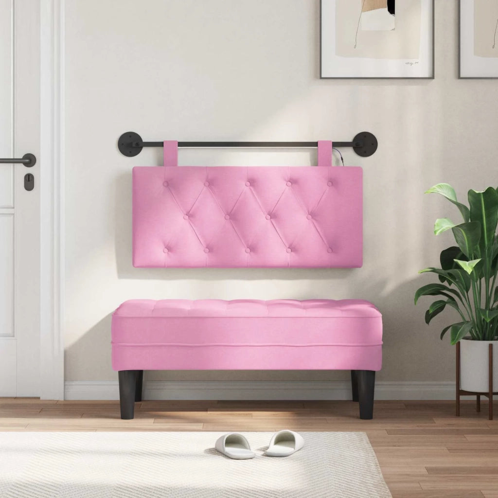 Testiera | Testata sospesa Con luce LED Rosa Tessuto