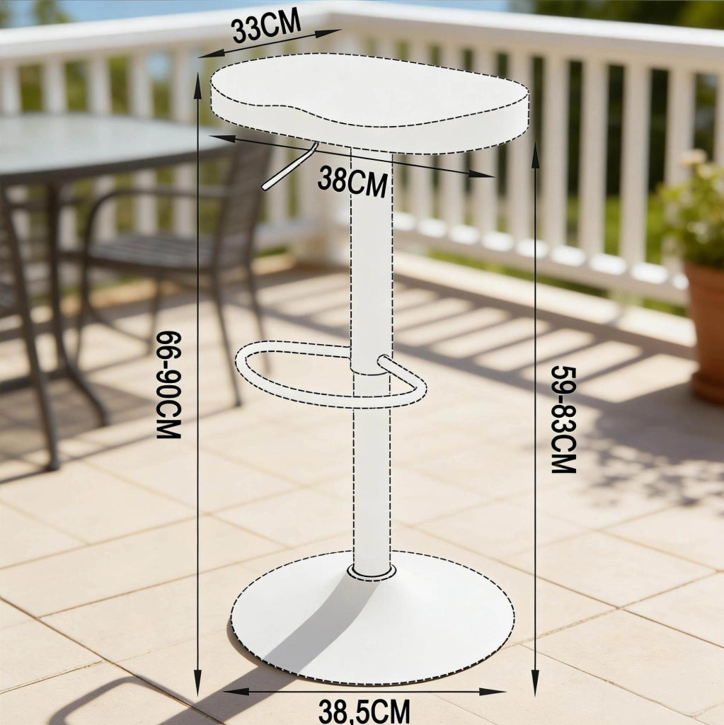 sgabello da bar bianco regolabile in altezza, girevole 360°, 1 pezzo, legno e metallo