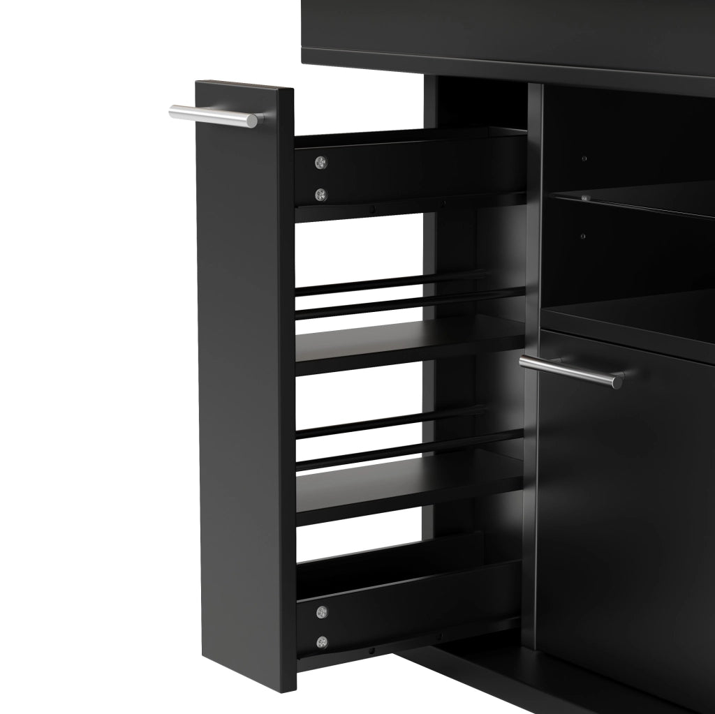 Tavolo da pranzo allungabile 110-140x80 cm con contenitore e LED multicolore nero HOMVRA