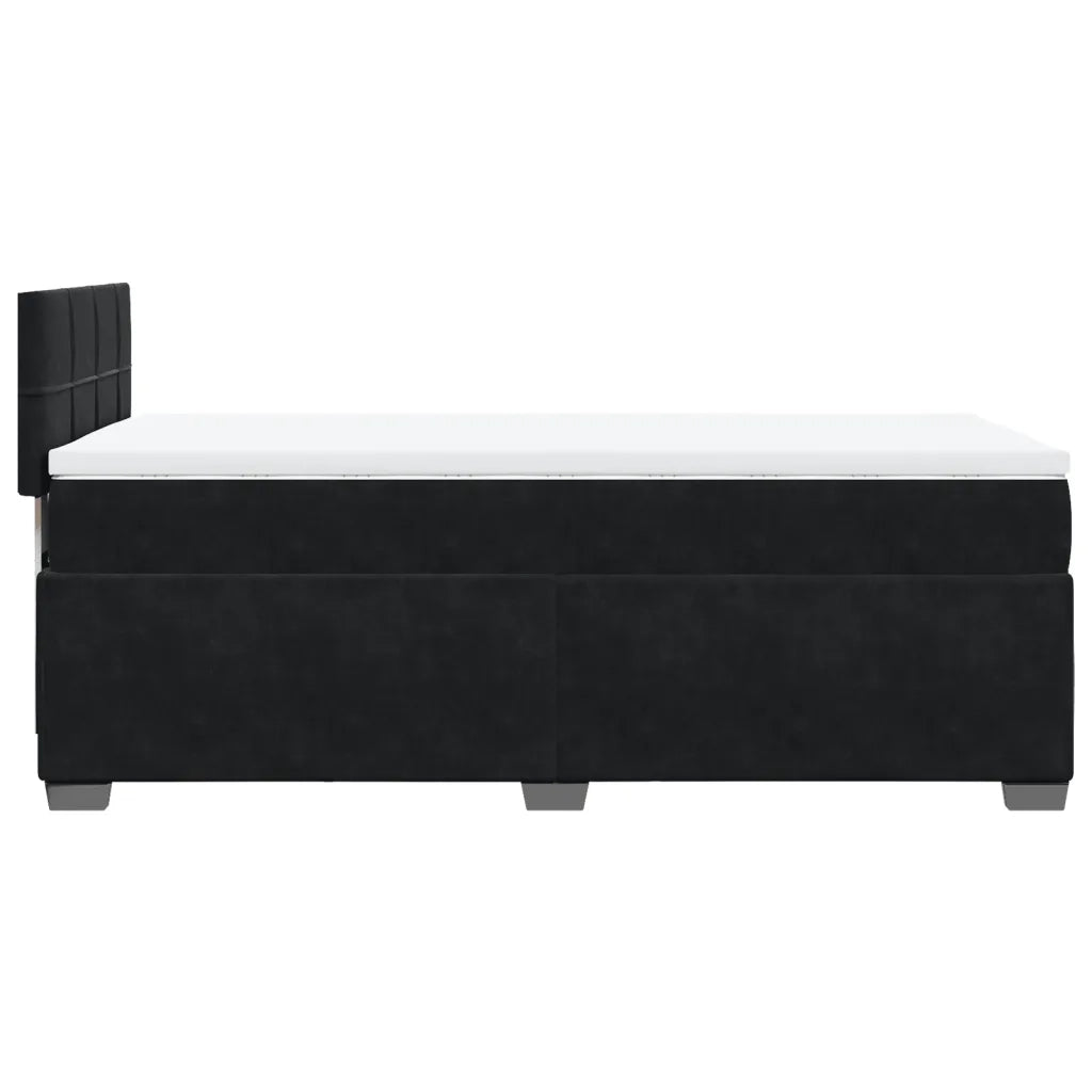 Giroletto a Molle con Materasso-Struttura Letto Nero 90x200 cm in Velluto 355258