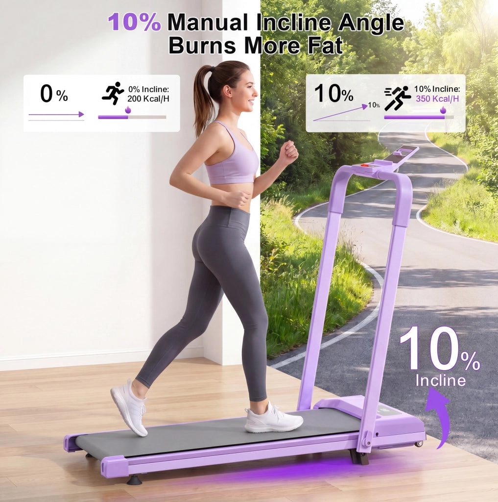 TAPPETO da Corsa Pieghevole 3 in 1 con Inclinazione 10% Viola