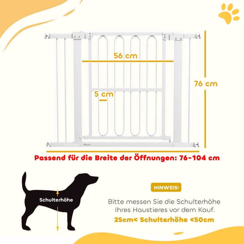Cancelletto di sicurezza per cani regolabile 76-104 cm alto 76 cm in metallo e plastica bianco per porte e scale