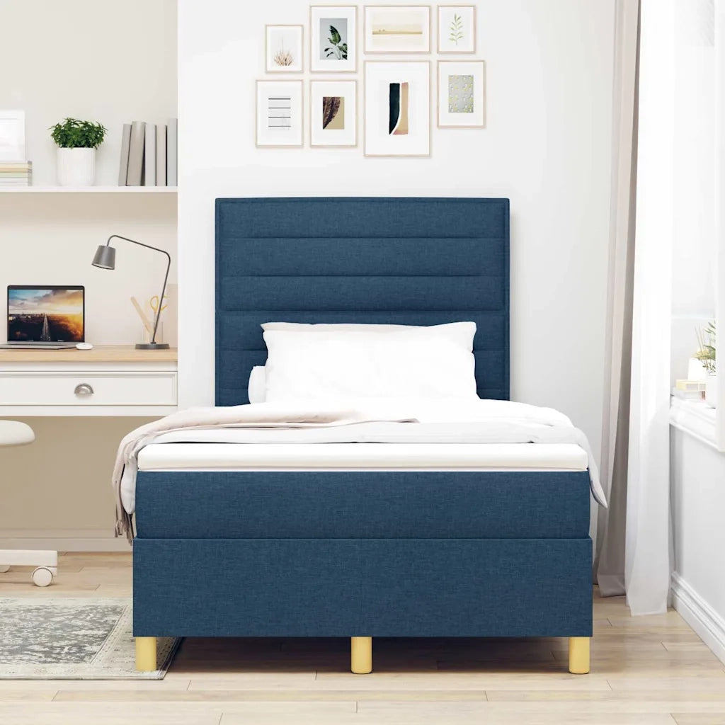 Letto a Sorgente LED con materasso Blu 120 x 190 cm Tessuto