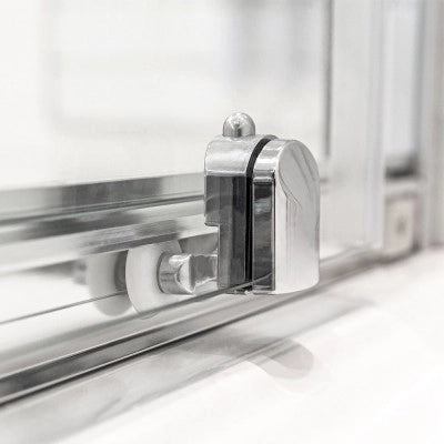 Box doccia 70x90 angolare doppio scorrevole con vetro temperato trasparente e profili cromo Geo