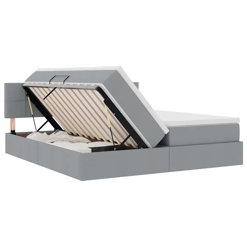 Letto con Contenitore con materasso Grigio chiaro 200 x 200 cm 3370931