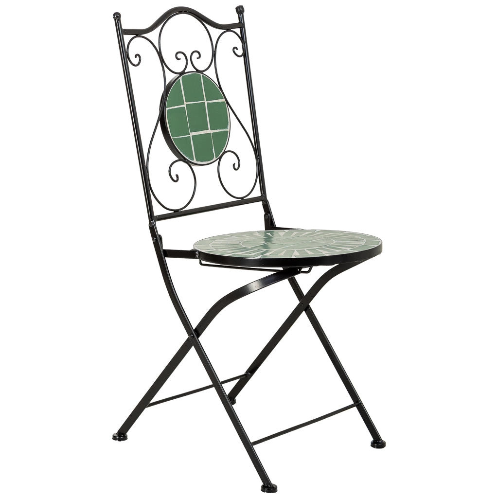 Set tavolo e 2 sedie in mosaico e ferro battuto Verde, tavolo: P60x75h