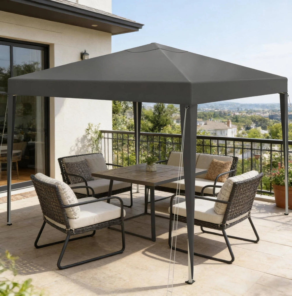 Gazebo pieghevole 3x3 m grigio scuro, altezza regolabile