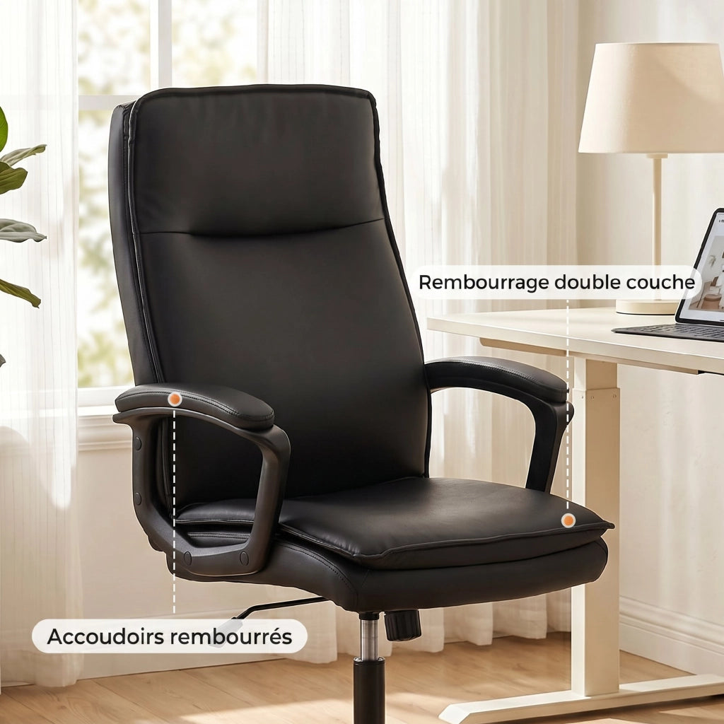 Sedia da ufficio ergonomica ¨C Minimal ¨C nero, PU, altezza regolabile