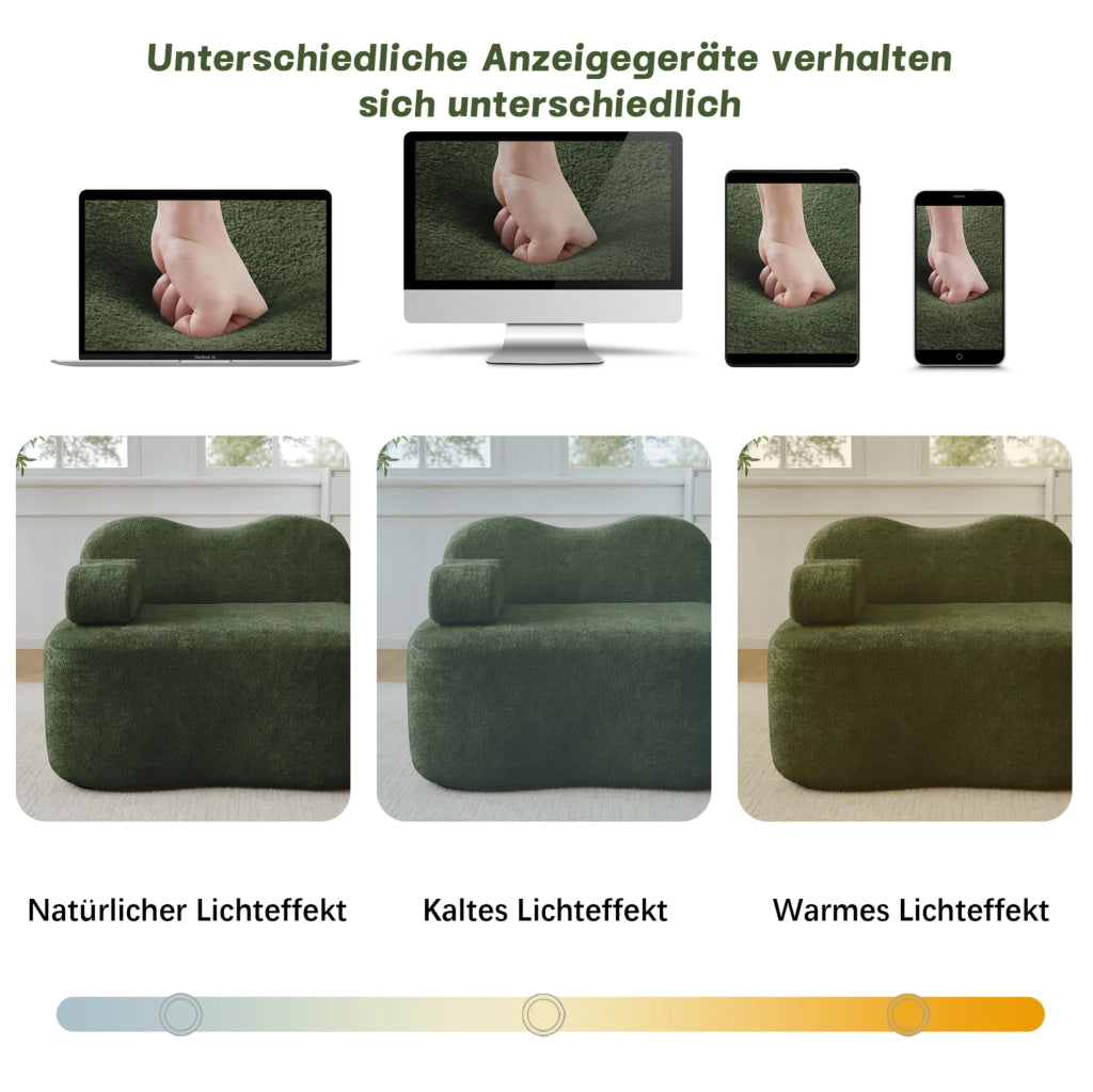 Divano modulare in velluto verde con pouf abbinabile
