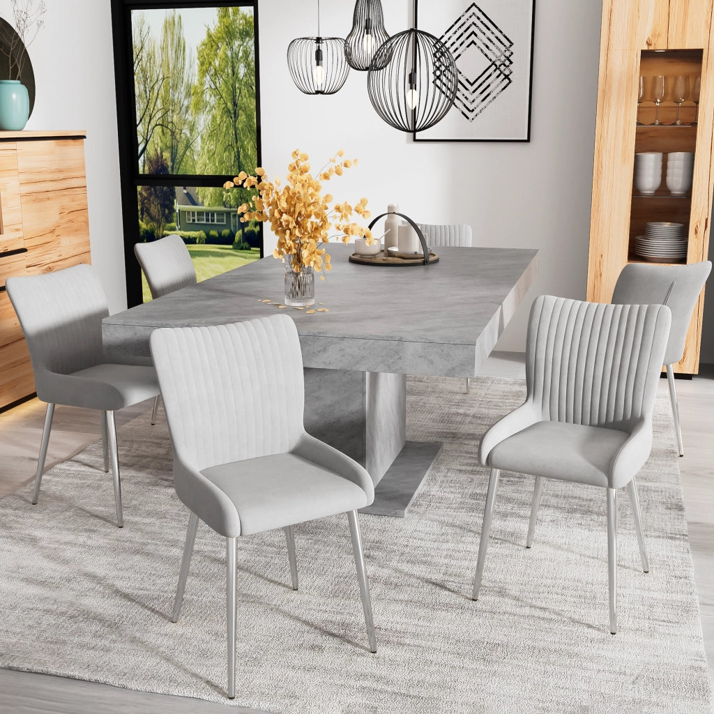 SEDIA DA SALA DA PRANZO in velluto grigio Set da 4 pezzi