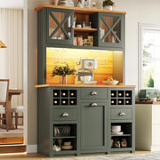 Mobile da cucina 120x45x188 cm in MDF e vetro verde con LED e contenitore