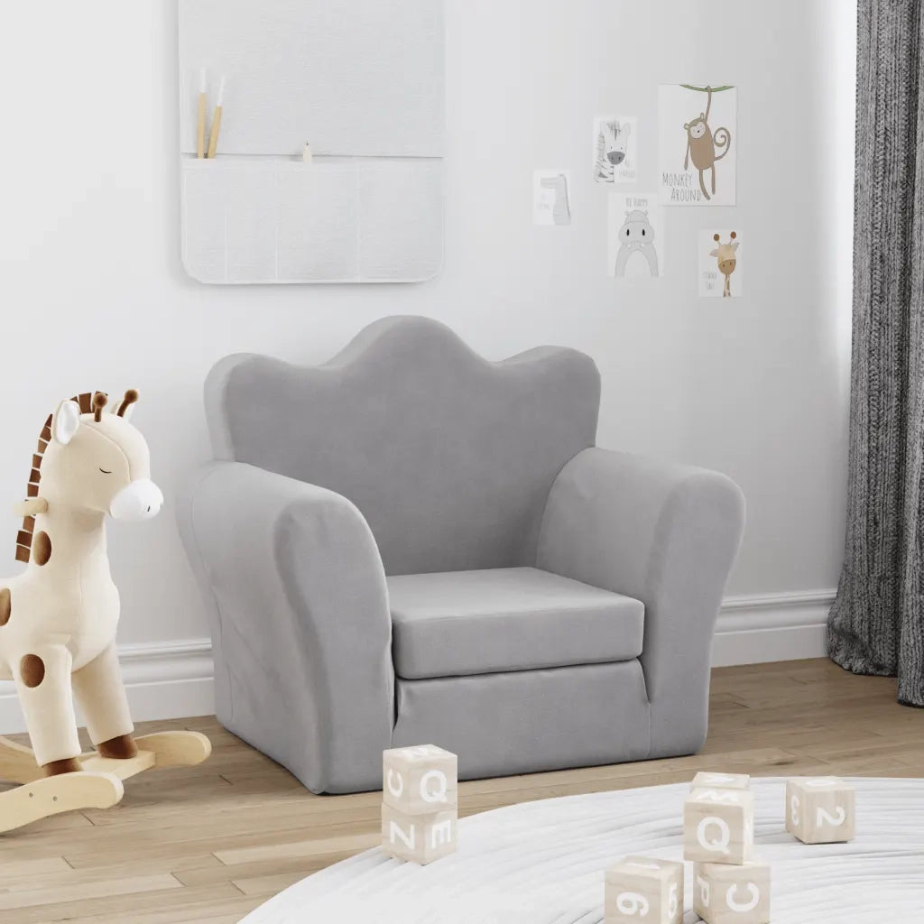 Divano Letto per Bambini-Sofa Letto-Daybed-Divanetto Grigio Chiaro in Morbido Peluche 396907