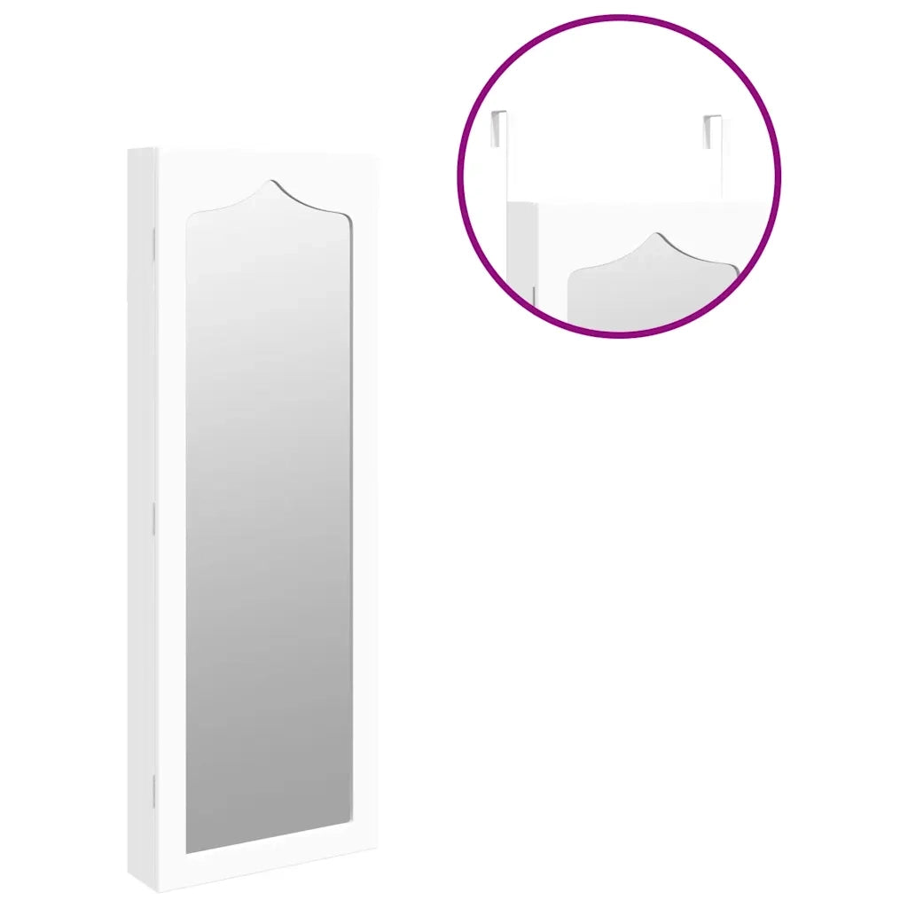 Armadio Portagioie con Specchio a Muro Bianco 37,5x10x106 cm CFW4270207