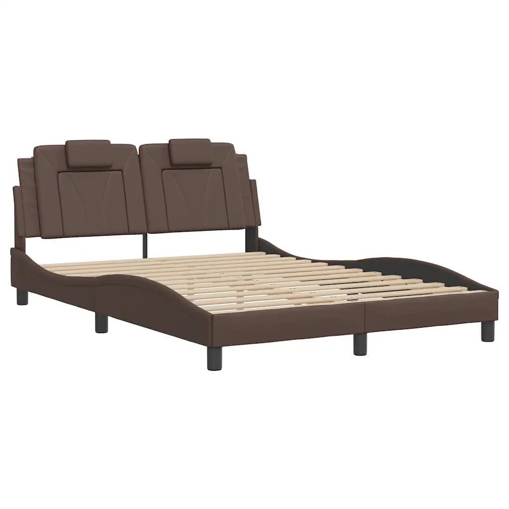 Letto matrimoniale | Letto per adulti | Giroletto Viana senza Materasso Marrone 140x190 cm in Similpelle