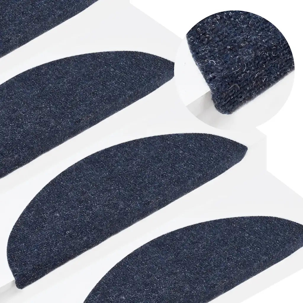 Tappetini per scale autoadesivi 5 pz | Gradini per Scale 56x17x3 cm blu semicircolari