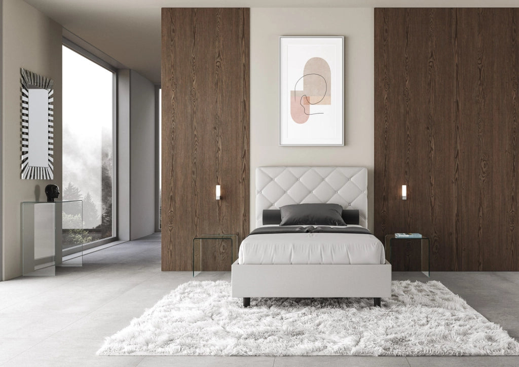 Letto Matrimoniale Francese 140x200 cm Senza Rete Priya Bianco