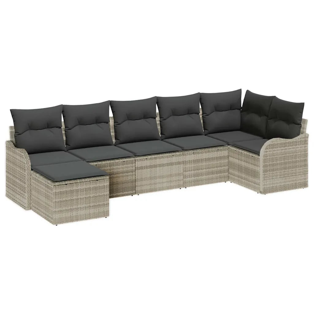 Set Divano da Giardino 7 pcs Grigio chiaro polyrattan