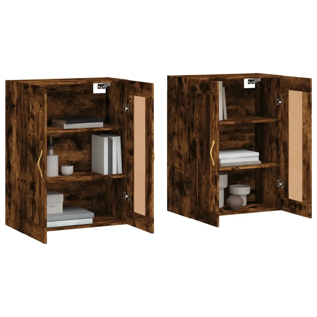 Armadietti a Parete 2 pz Rovere Fumo in Legno Multistrato 3198054