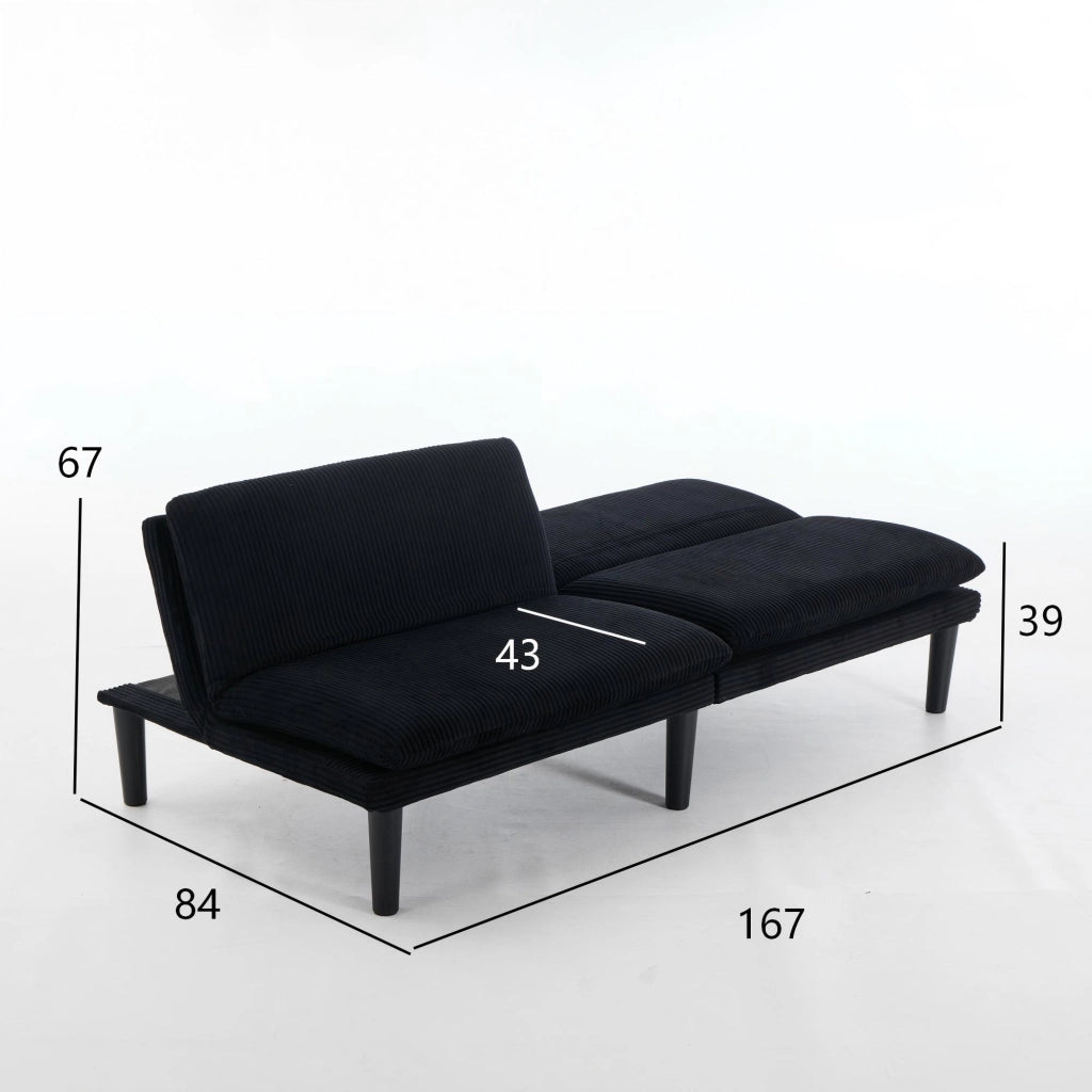 Divano letto 2 posti - con schienale regolabile e funzione lounge - in velluto nero