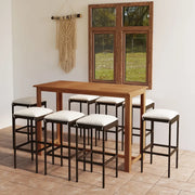 Set da Bar da Giardino 9 pz con Cuscini Marrone 3068013