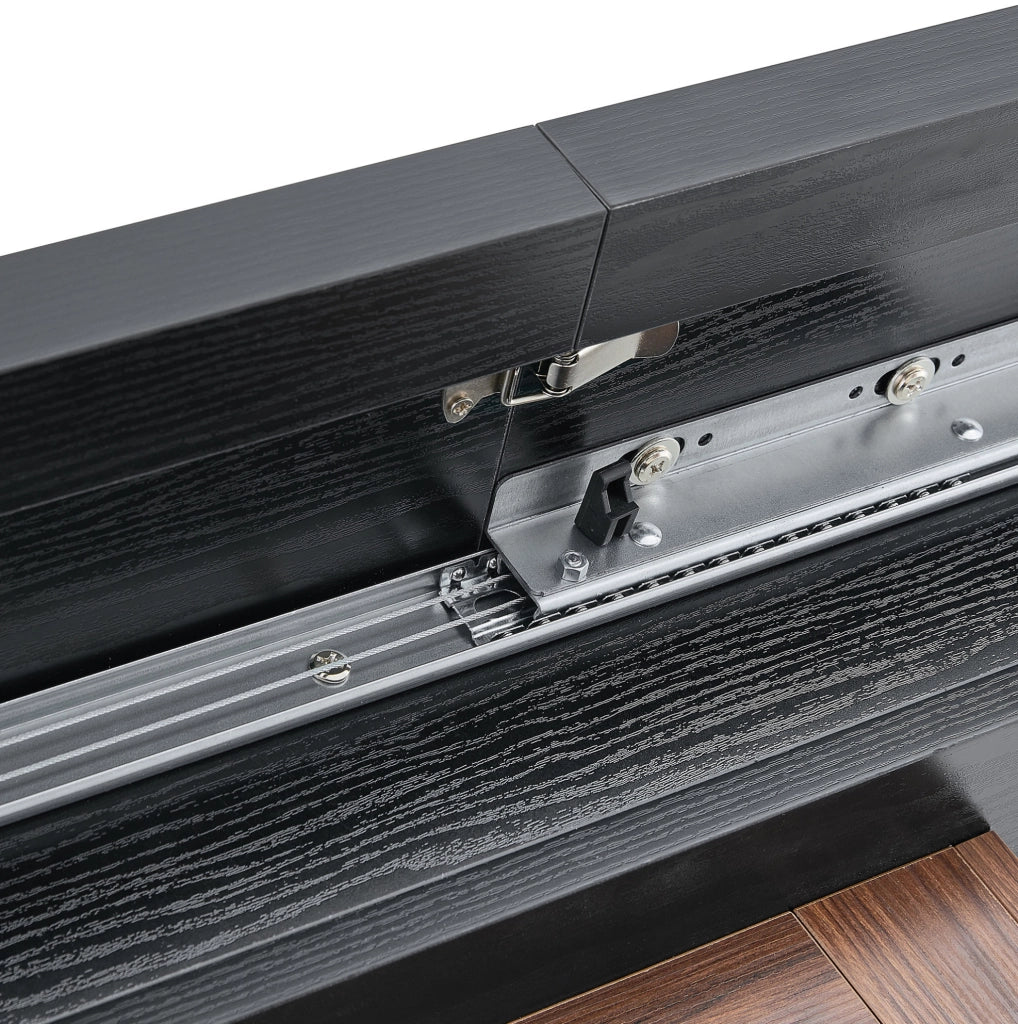 Tavolo da pranzo allungabile con ripiano, piano effetto legno nero, struttura color noce, 130-160 cm