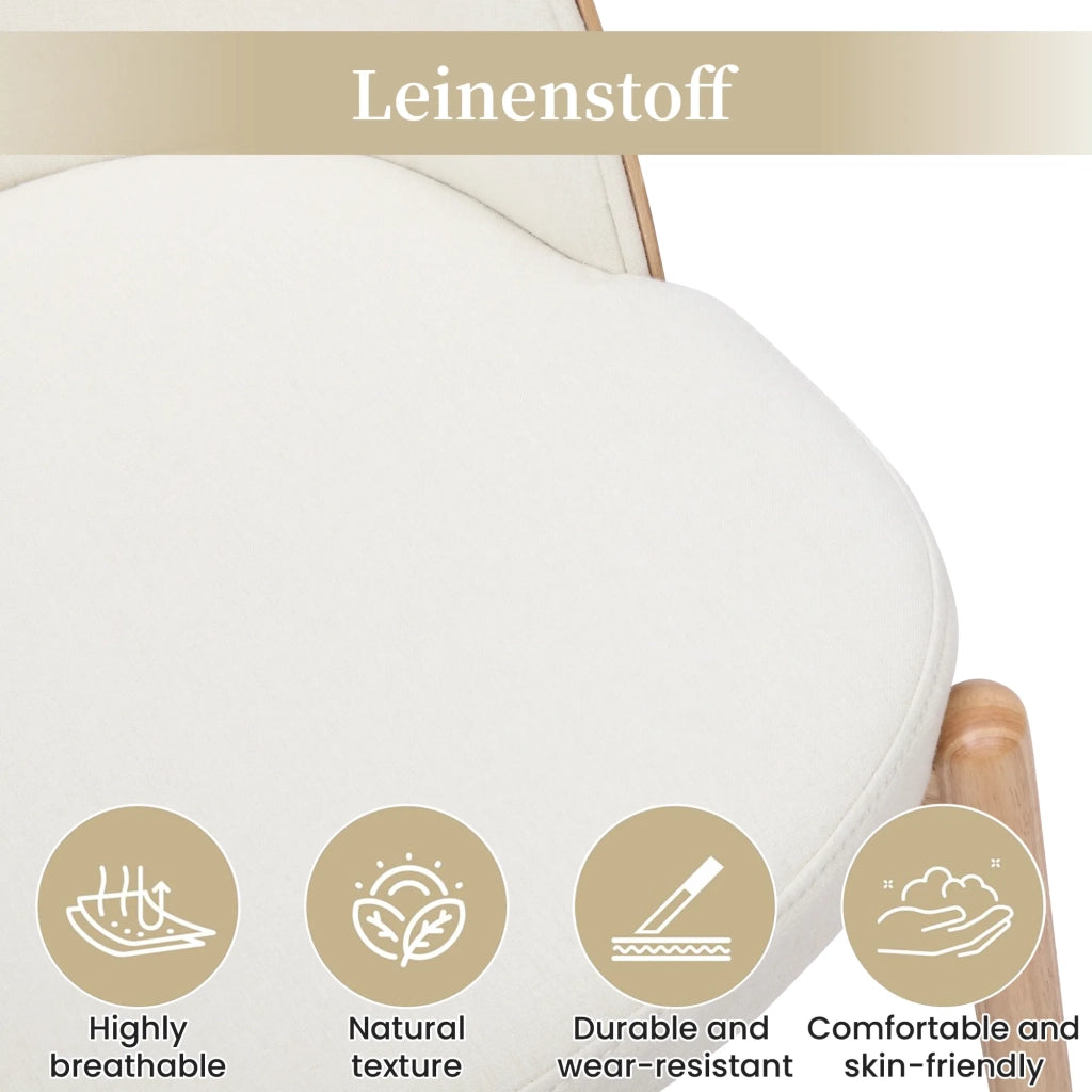 2 Sedie da Pranzo in Legno Massello, Impiallacciatura di Frassino, Tessuto di Lino, Colore Legno Naturale, Comode e Traspiranti, Stile Moderno per Sala da Pranzo, Soggiorno, Caffè