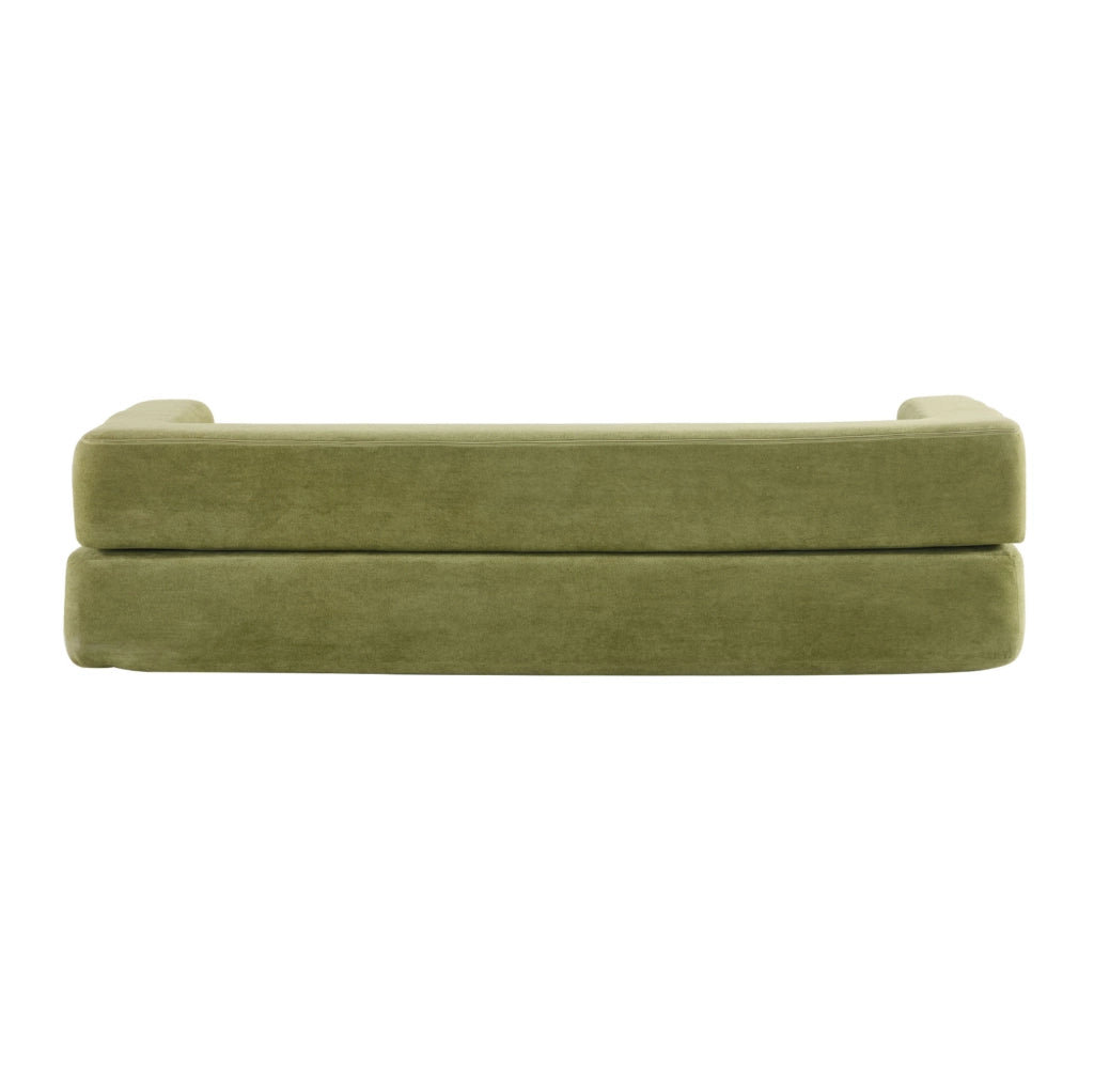 Divano letto da pavimento modulare in chenille verde