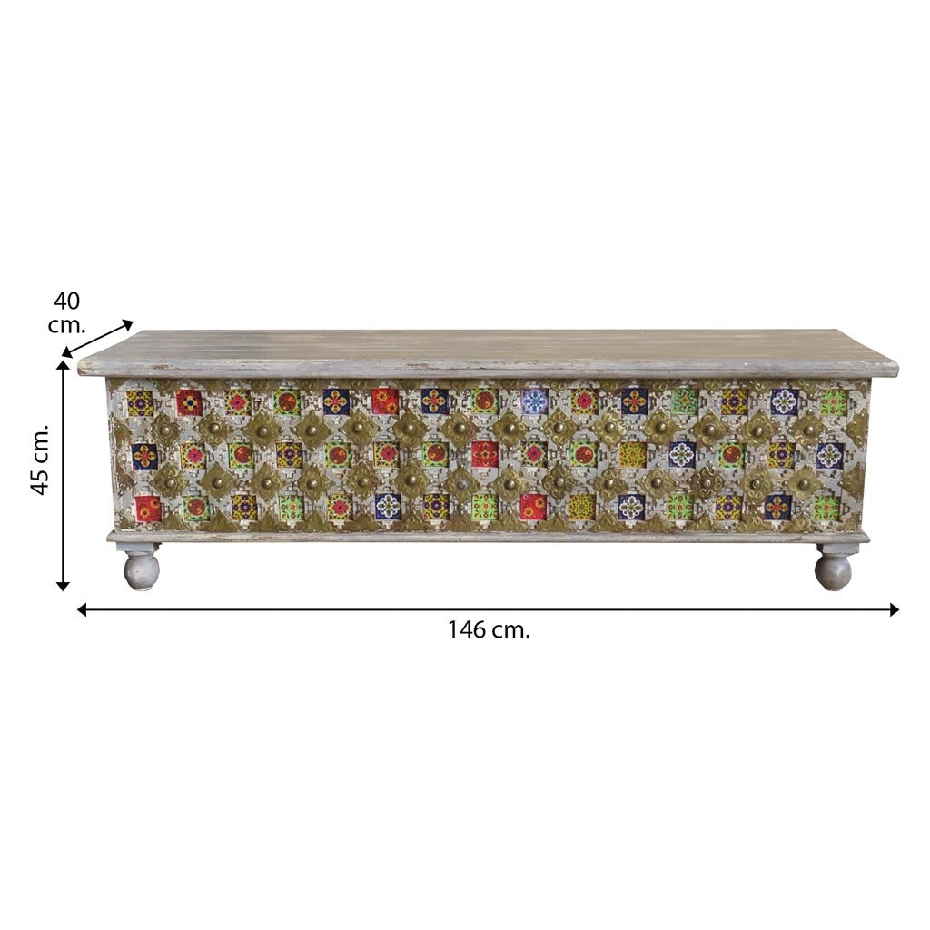 Baule in legno marrone 146x40x45h