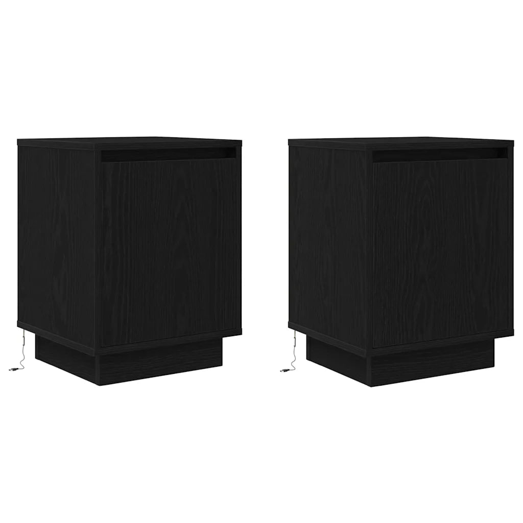 Comodini con Luci LED 2 pz Nero 38x34x50 cm 861268