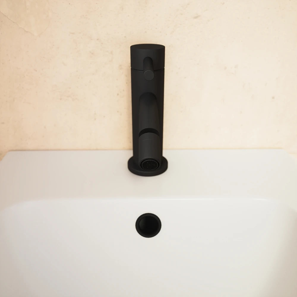 Coppia miscelatori lavabo ad incasso bidet senza scarico nero opaco | Bette
