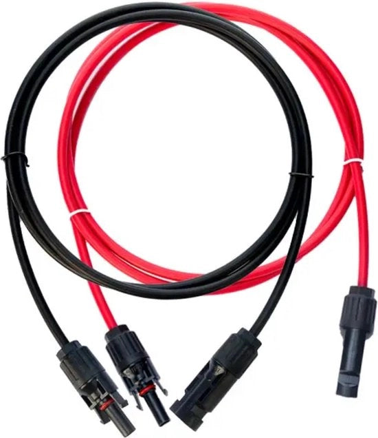 Cavi di collegamento solare MC4 (set di 2) - 2 metri - cavi di collegamento pannelli solari - cavi di estensione solari - rosso/nero - 4mm2 cavo - certificato TÜV