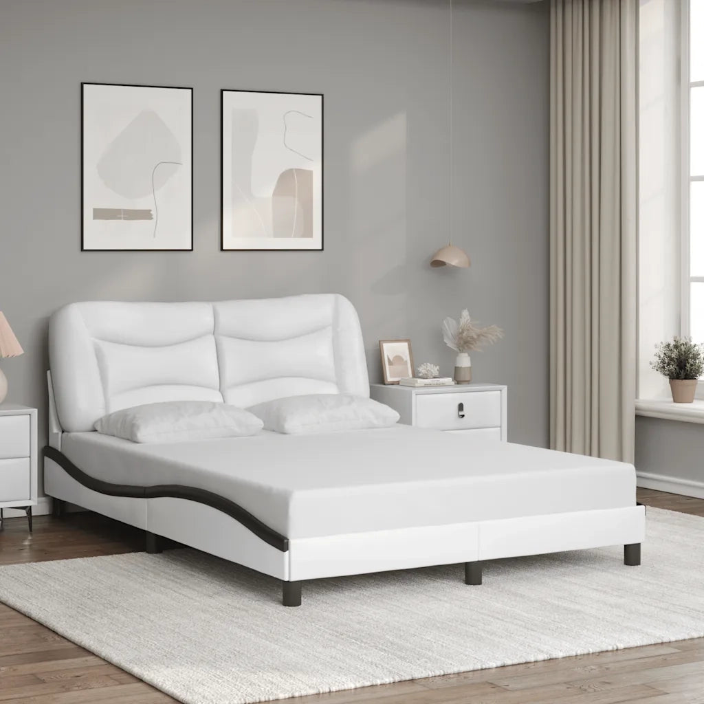 Giroletto senza Materasso-Struttura Letto Hvar Bianco e Nero 140x190 cm in Similpelle