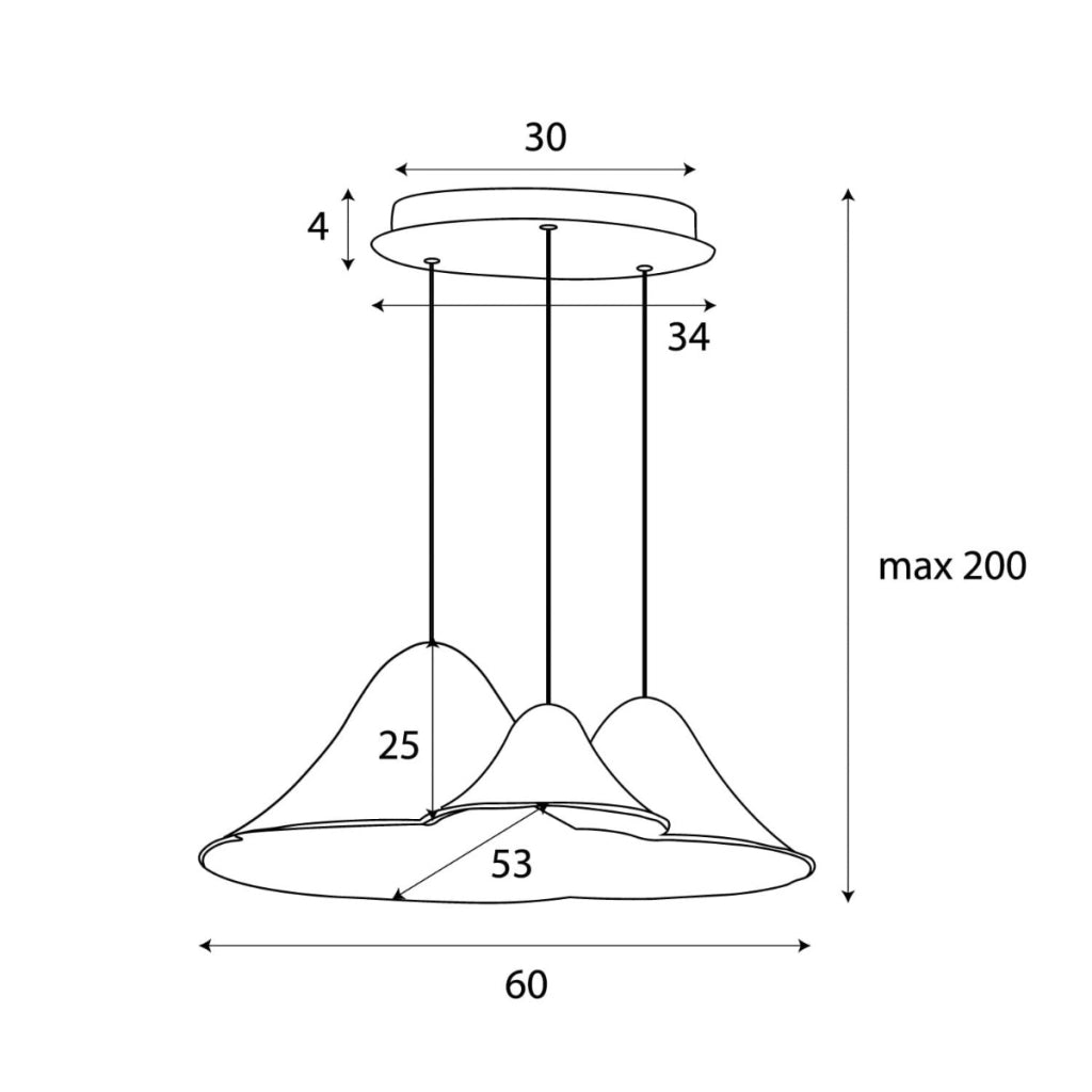 Lampada a sospensione tripla Maxlight Bellmond LED 21W nera