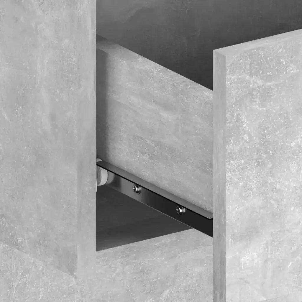 Testiera Letto con Comodini-Testiera con Contenitore in Legno Multistrato Grigio Cemento 726355