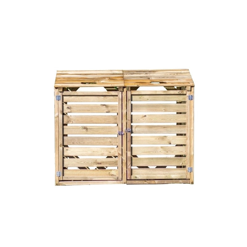 Copri bidoni da giardino in legno 150x90 cm – 2 posti con coperchi apribili – trattato autoclave – CP15090 Foresta