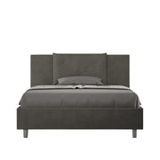 BS COM Letto queen size con rete imbottito 150x210 microfibra grigio