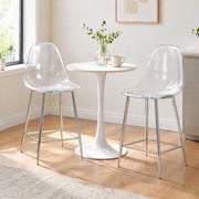 Set 2 sgabelli da bar trasparenti con struttura in metallo argento HOMVRA